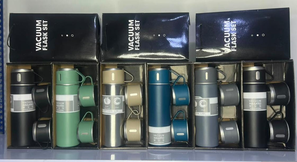 👉 Set Termo Vacuum Flask de Acero Inoxidable + 3 Tazas ☕